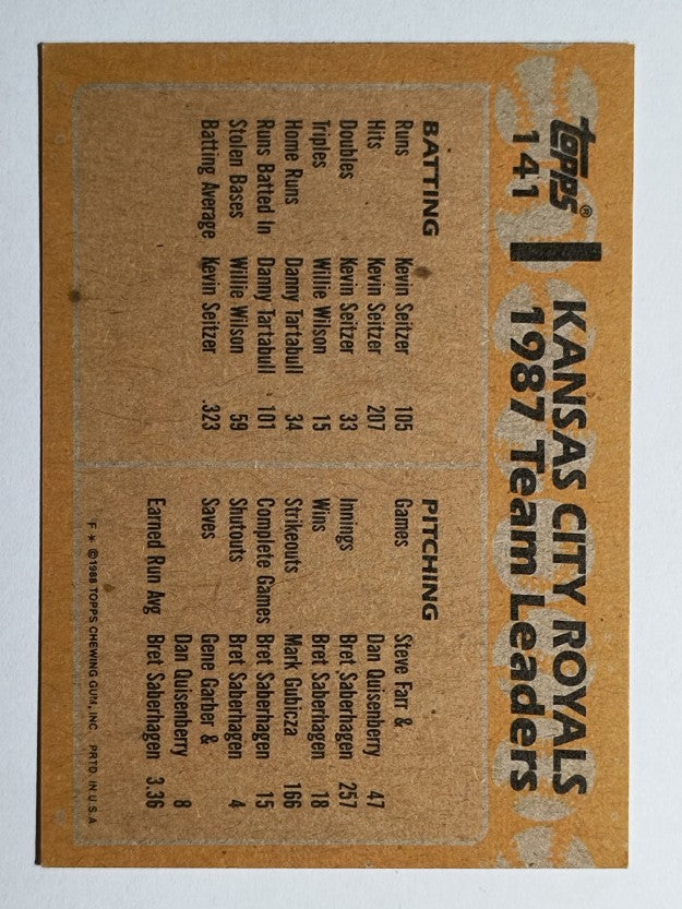 1988 Topps #141 George Brett/Bret Saberhagen TL