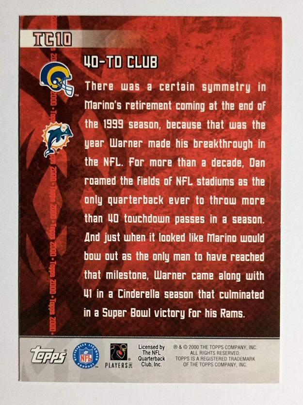 2000 Topps Combos #TC10 Kurt Warner/Dan Marino (NM)