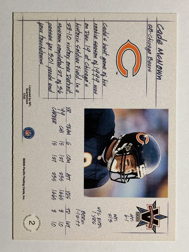 2000 Vanguard Gridiron Architects #2 Cade McNown