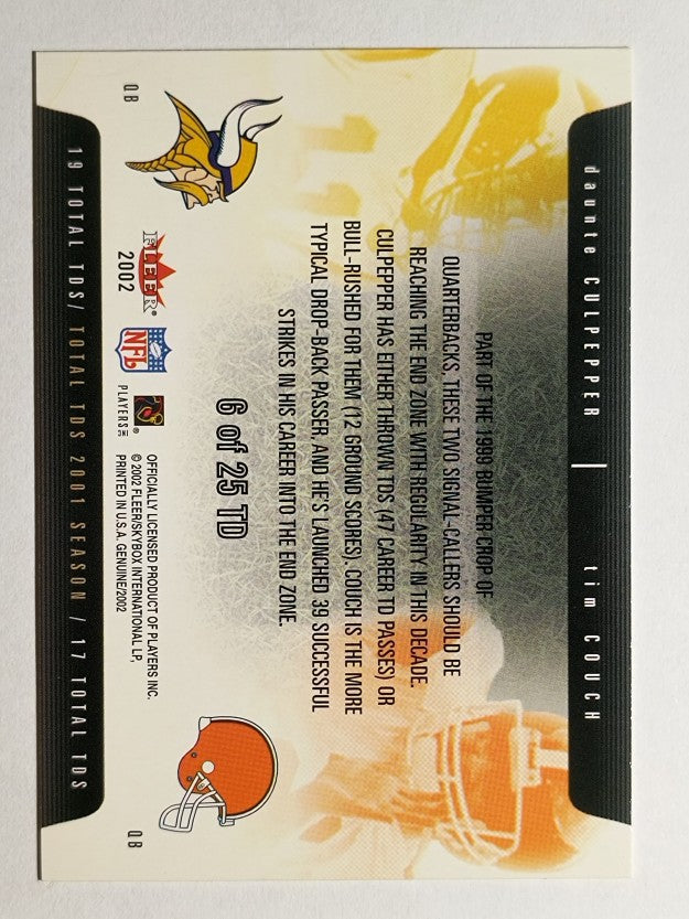 2002 Fleer Genuine TD Threats #6 Daunte Culpepper/Tim Couch