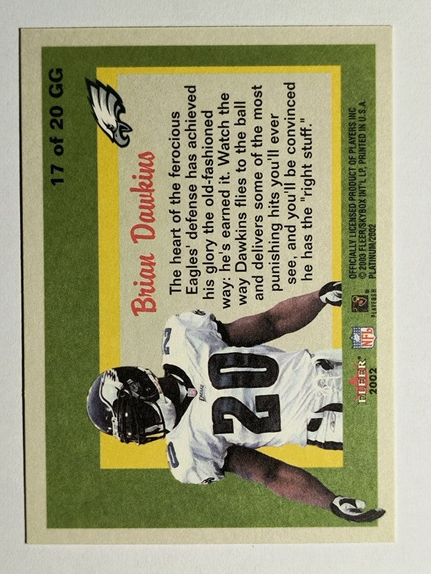 2002 Fleer Platinum Guts and Glory #17 Brian Dawkins
