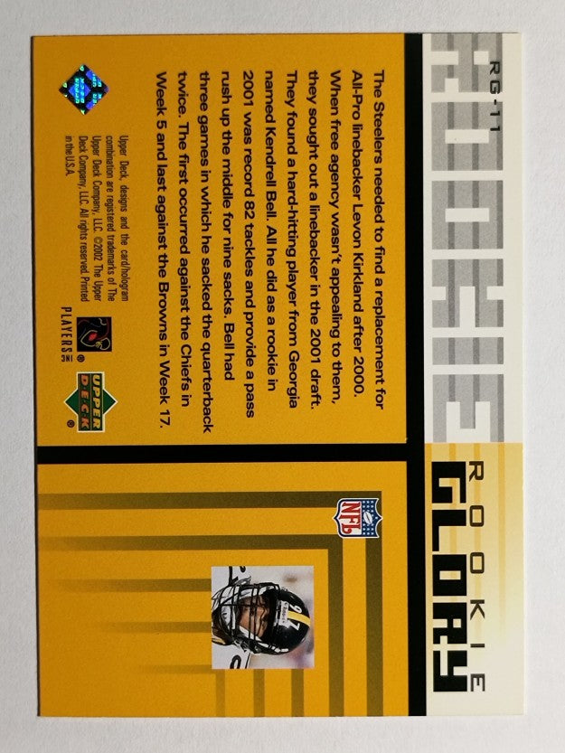 2002 UD Piece of History Rookie Glory #RG11 Kendrell Bell