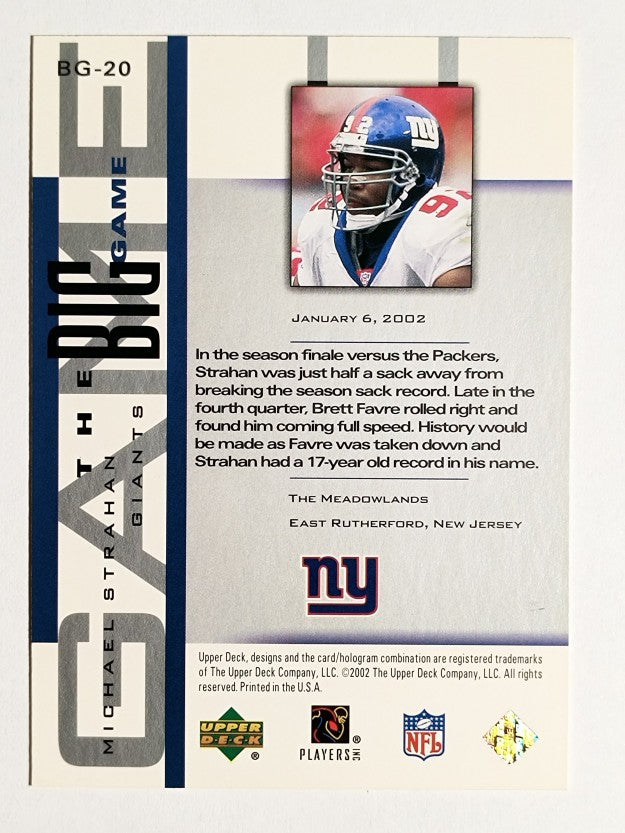 2002 UD Piece of History The Big Game #BG20 Michael Strahan