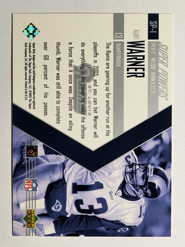 2003 Upper Deck Super Powers #SP1 Kurt Warner (NM)