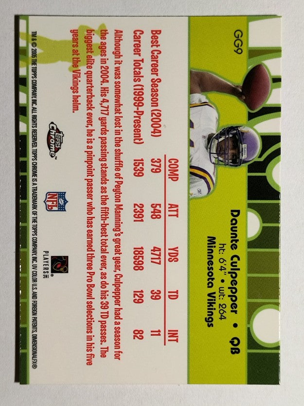 2005 Topps Chrome Golden Anniversary Glistening Gold #GG9 Daunte Culpepper