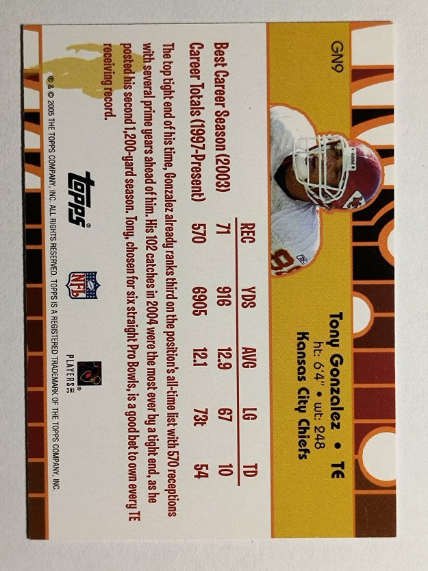 2005 Topps Golden Anniversary Gold Nuggets #GN9 Tony Gonzalez (NM)