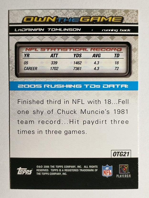 2006 Topps Own The Game #OTG21 LaDainian Tomlinson