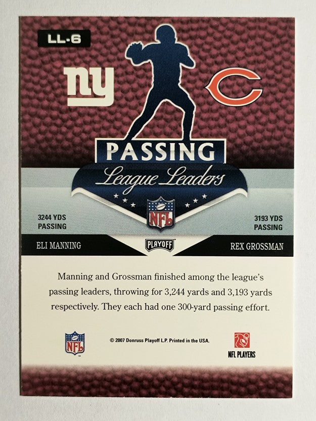 2007 Playoff Prestige League Leaders #6 Eli Manning/Rex Grossman (NM)