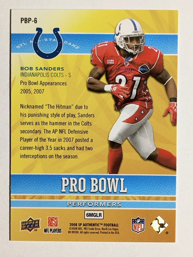 2008 SP Authentic Retail Pro Bowl Performers #PBP6 Bob Sanders