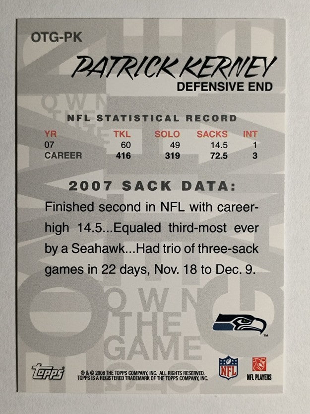 2008 Topps Own The Game #OTGPK Patrick Kerney
