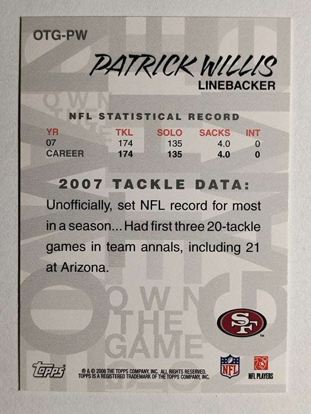 2008 Topps Own The Game #OTGPW Patrick Willis