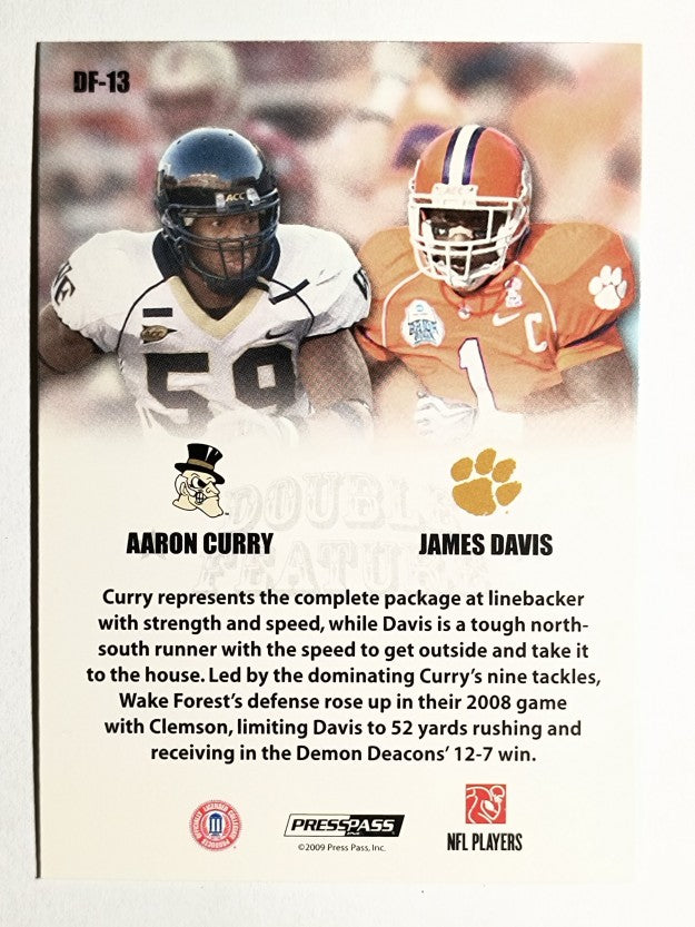 2009 Press Pass SE Double Feature #DF13 Aaron Curry/James Davis