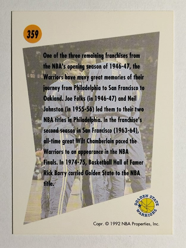 1991-92 SkyBox #359 Golden State Warriors TL