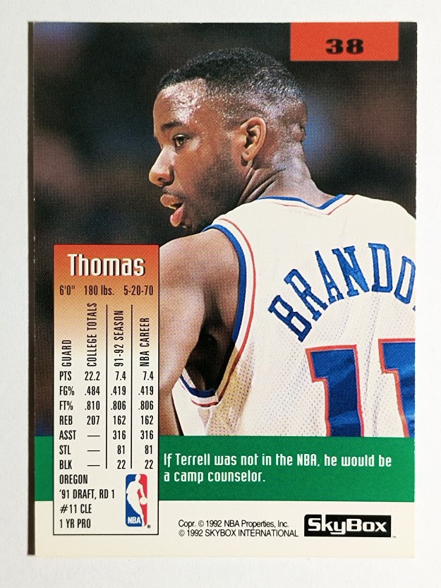 1992-93 SkyBox #38 Terrell Brandon
