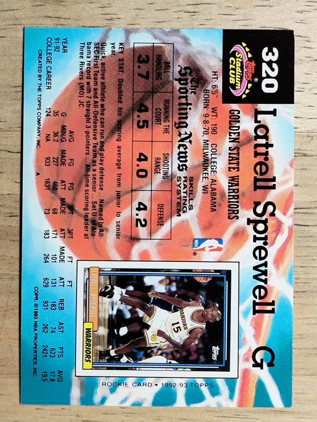 1992-93 Stadium Club #320 Latrell Sprewell RC