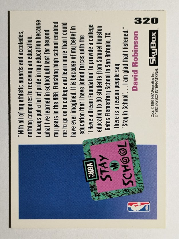 1992-93 SkyBox #320 NBA Stay in School