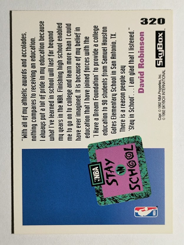 1992-93 SkyBox #320 NBA Stay in School