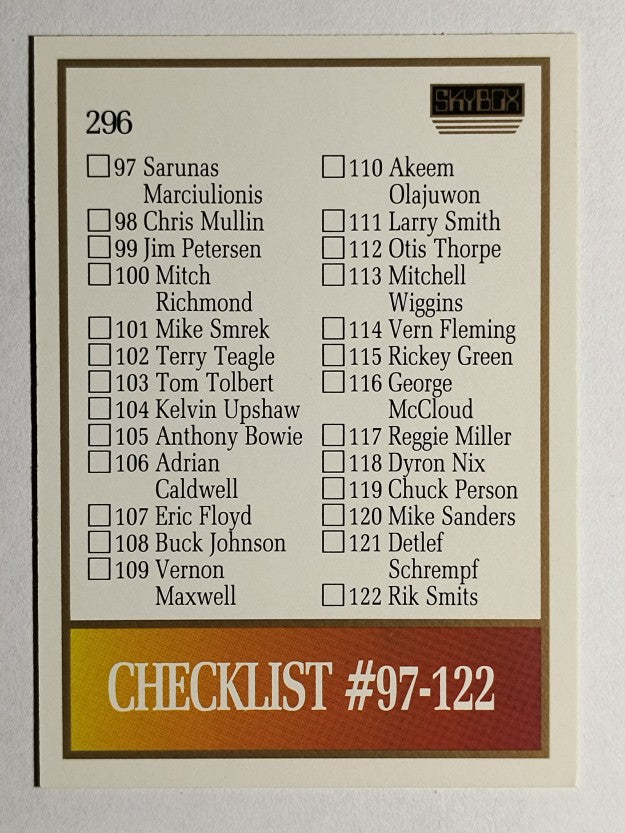 1990-91 SkyBox #296 Checklist 2 SP