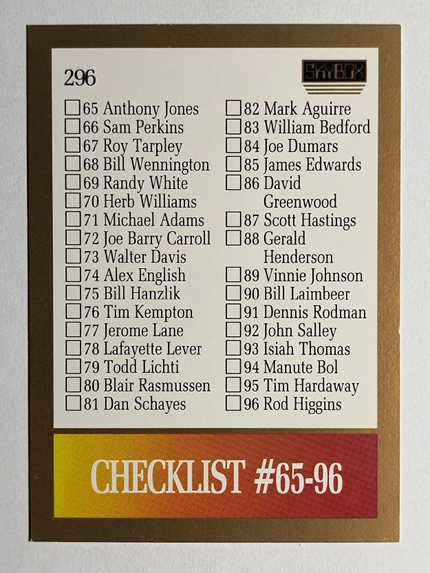 1990-91 SkyBox #296 Checklist 2 SP