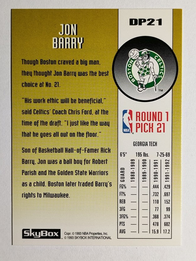 1992-93 SkyBox Draft Picks #DP21 Jon Barry