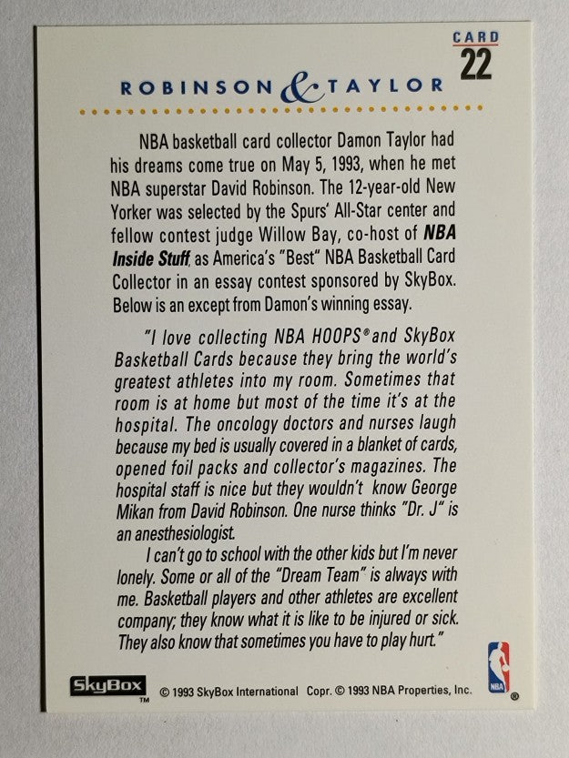 1993-94 SkyBox Premium #22 David Robinson IS