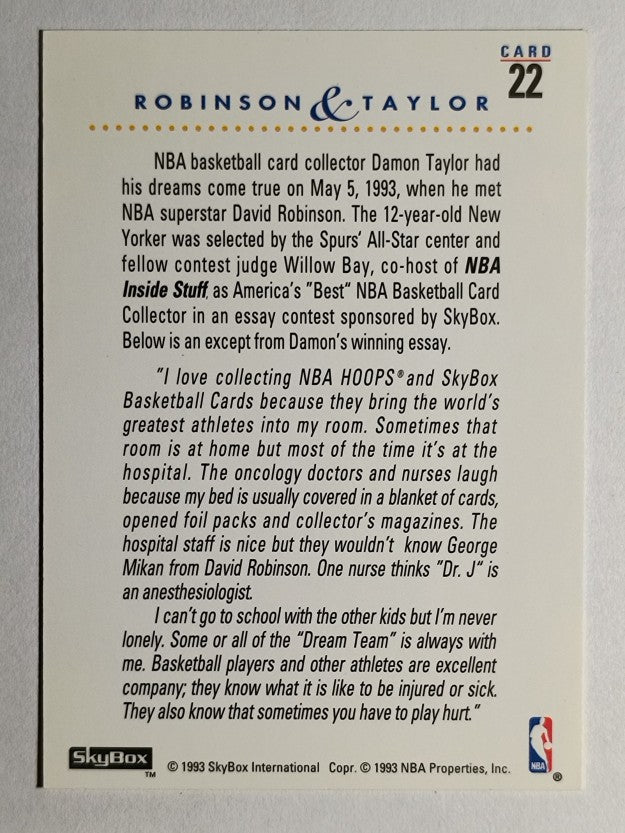 1993-94 SkyBox Premium #22 David Robinson IS