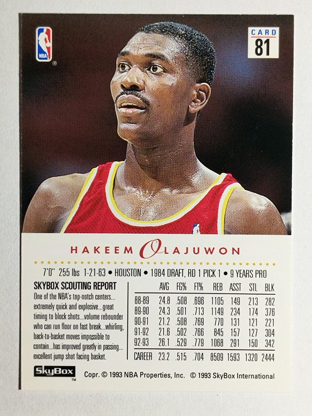 1993-94 SkyBox Premium #81 Hakeem Olajuwon
