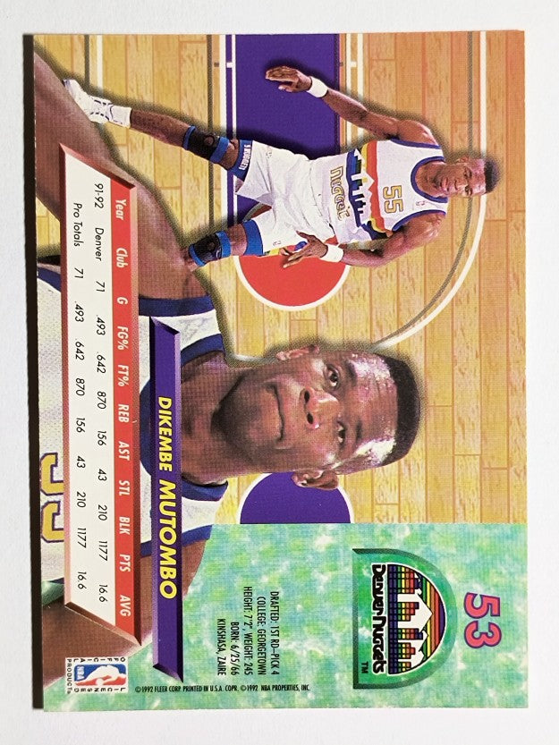 1992-93 Ultra #53 Dikembe Mutombo