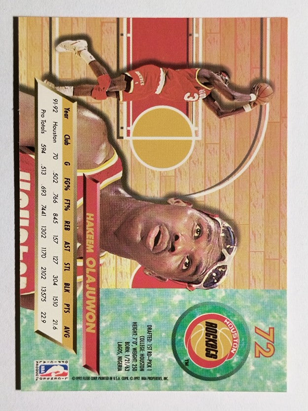 1992-93 Ultra #72 Hakeem Olajuwon