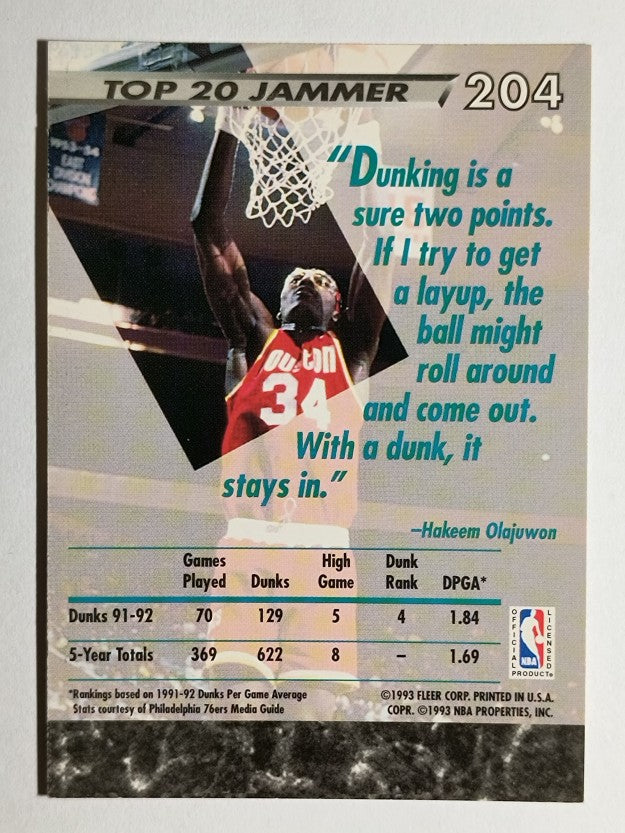 1992-93 Ultra #204 Hakeem Olajuwon JS
