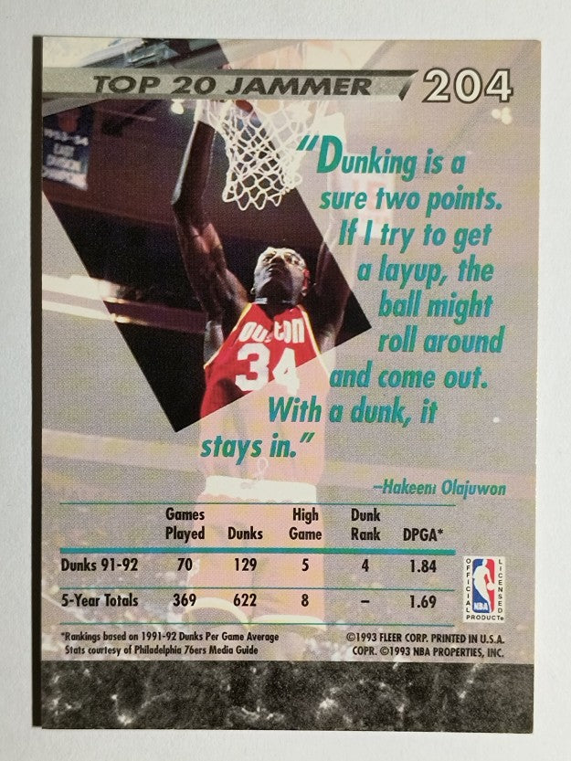 1992-93 Ultra #204 Hakeem Olajuwon JS