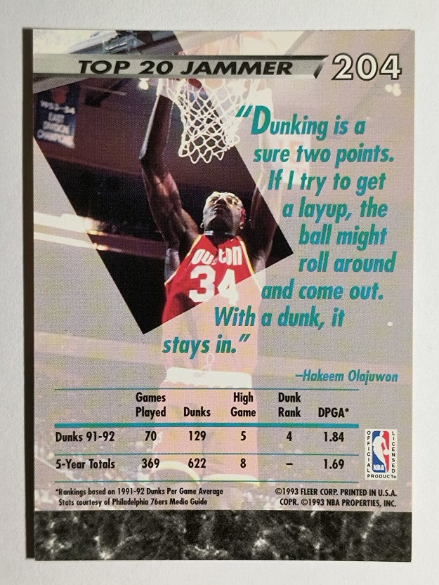 1992-93 Ultra #204 Hakeem Olajuwon JS