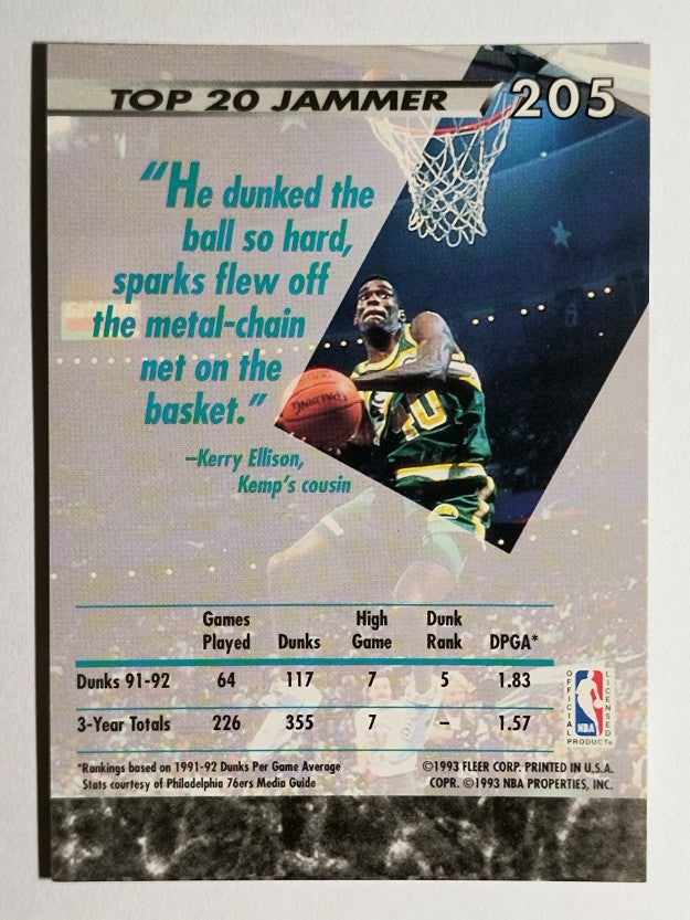 1992-93 Ultra #205 Shawn Kemp JS