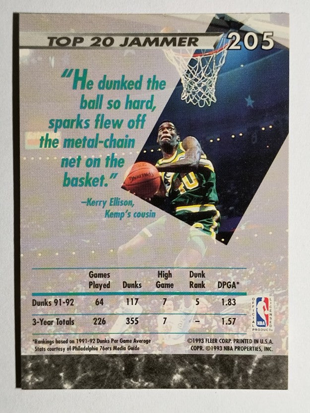 1992-93 Ultra #205 Shawn Kemp JS