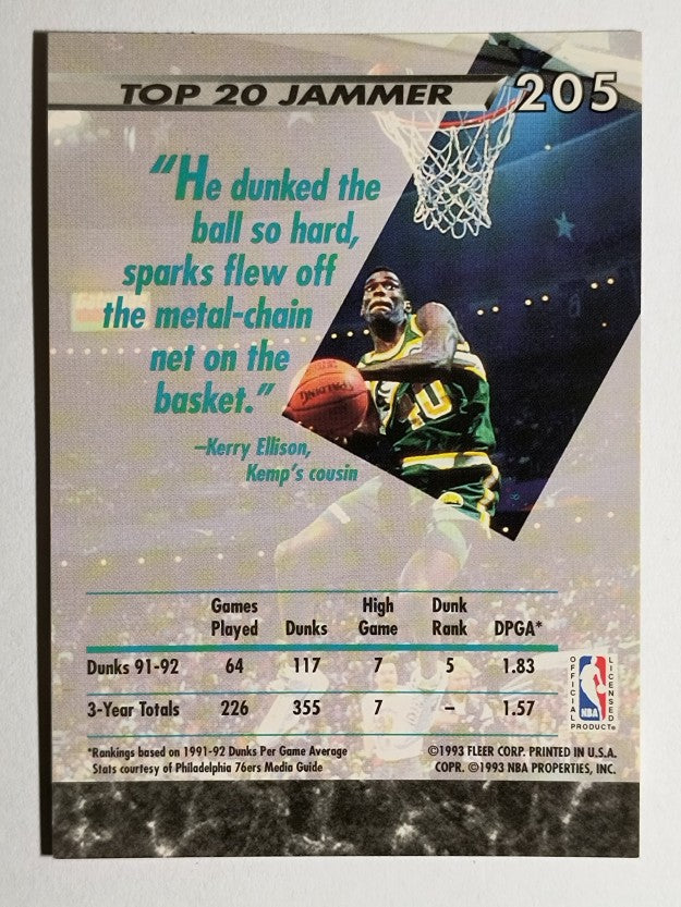 1992-93 Ultra #205 Shawn Kemp JS