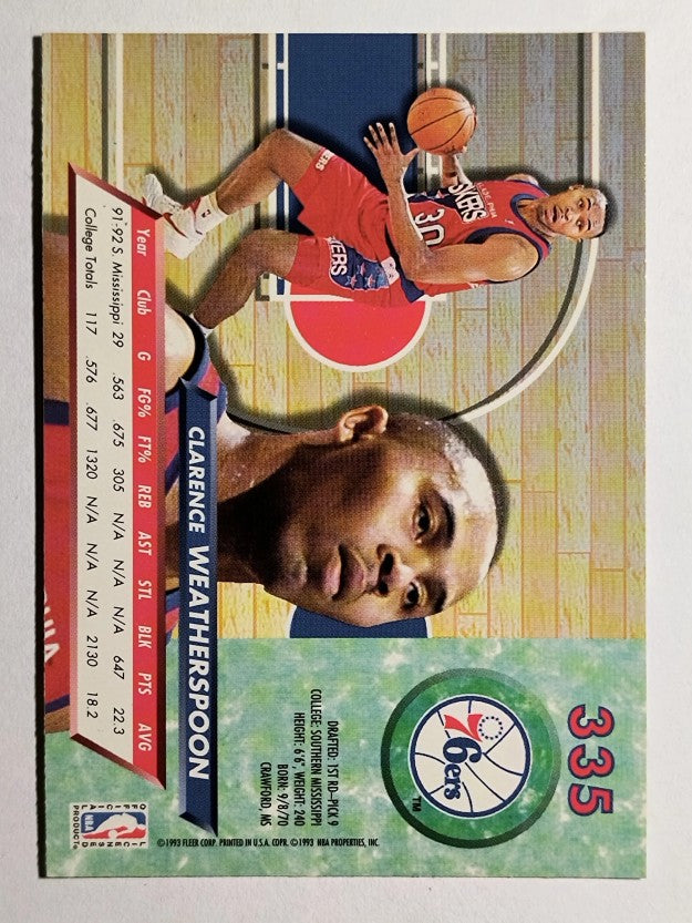 1992-93 Ultra #335 Clarence Weatherspoon RC