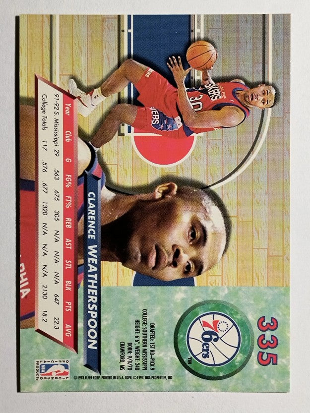 1992-93 Ultra #335 Clarence Weatherspoon RC