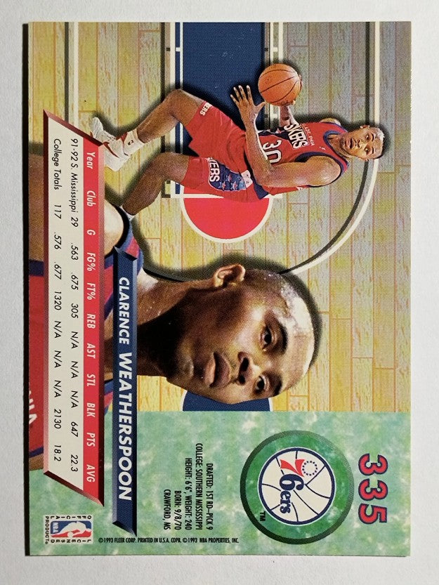 1992-93 Ultra #335 Clarence Weatherspoon RC