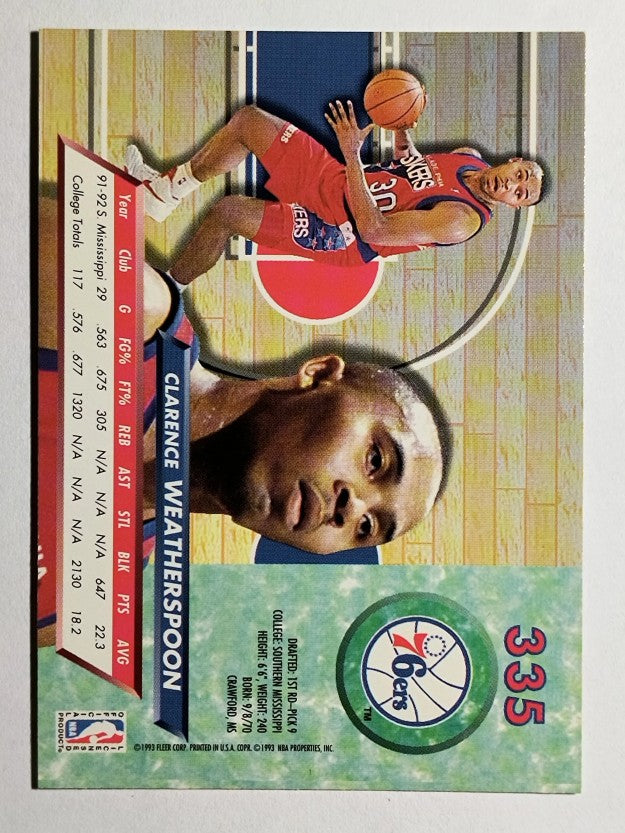 1992-93 Ultra #335 Clarence Weatherspoon RC