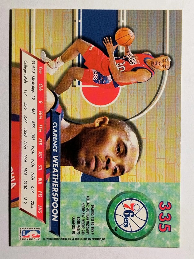 1992-93 Ultra #335 Clarence Weatherspoon RC