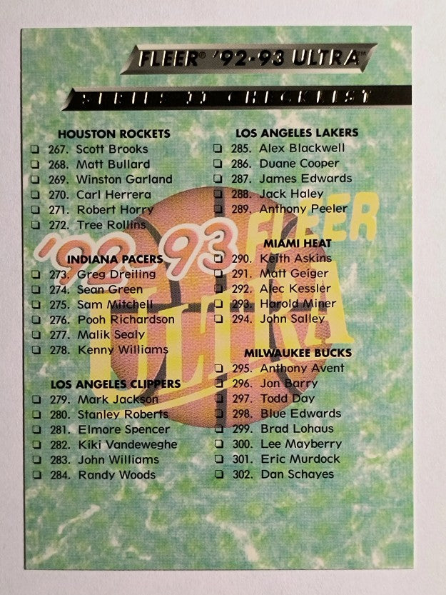 1992-93 Ultra #374 Checklist 267-330