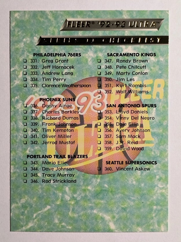 1992-93 Ultra #375 Checklist 331-375