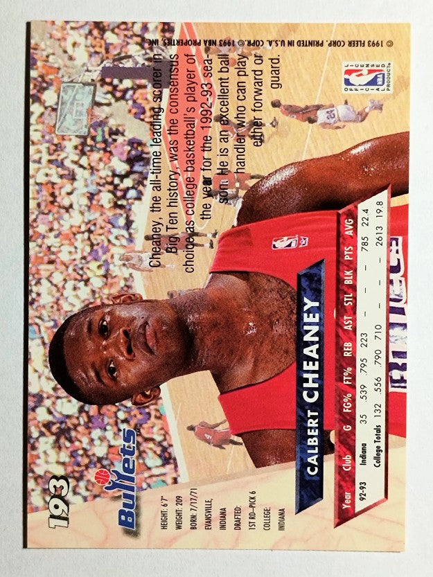 1993-94 Ultra #193 Calbert Cheaney RC