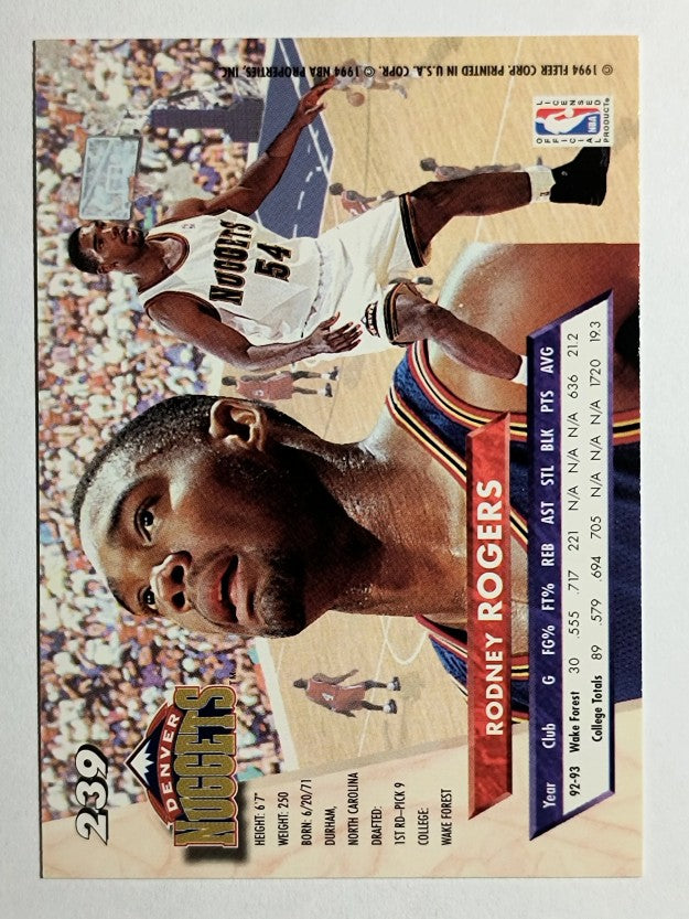 1993-94 Ultra #239 Rodney Rogers RC