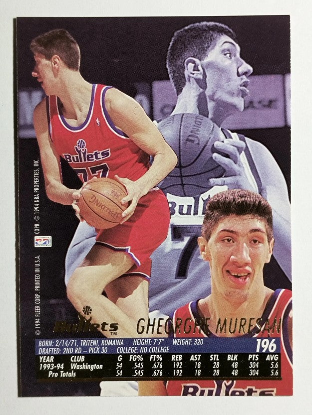 1994-95 Ultra #196 Gheorghe Muresan