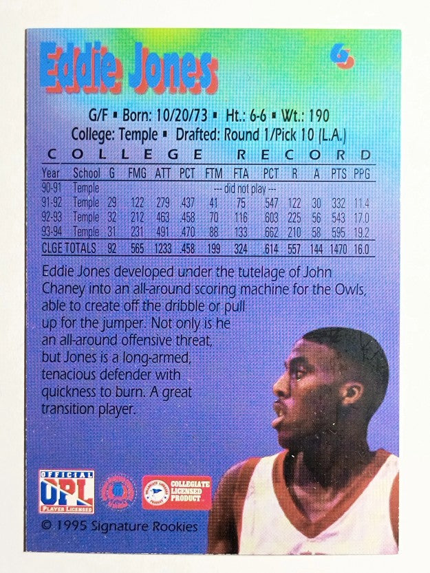 1995 Signature Rookies Kromax #6 Eddie Jones