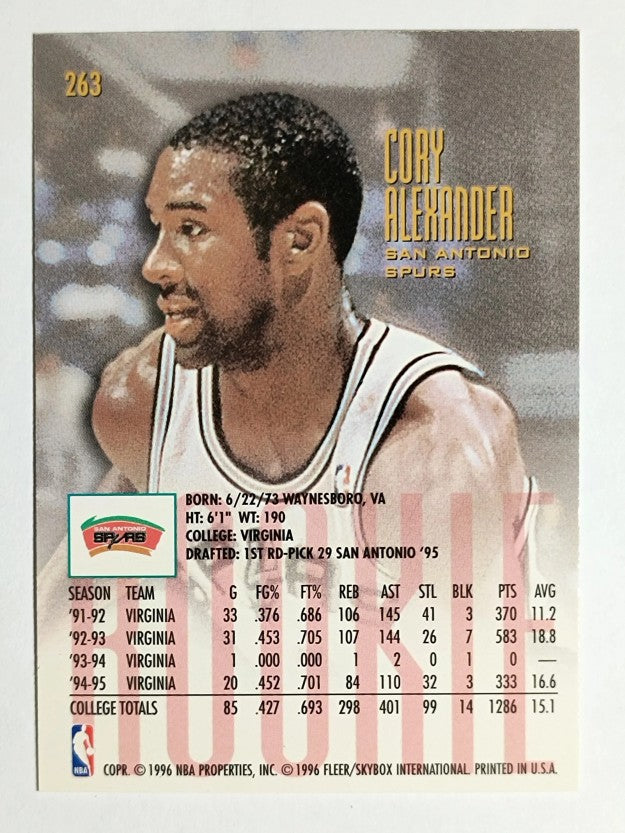 1995-96 Ultra #263 Cory Alexander RC