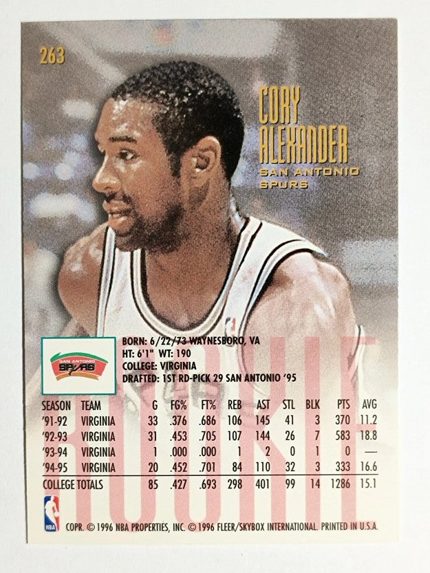 1995-96 Ultra #263 Cory Alexander RC