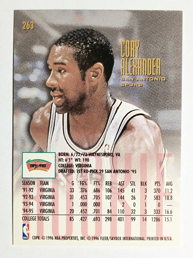 1995-96 Ultra #263 Cory Alexander RC