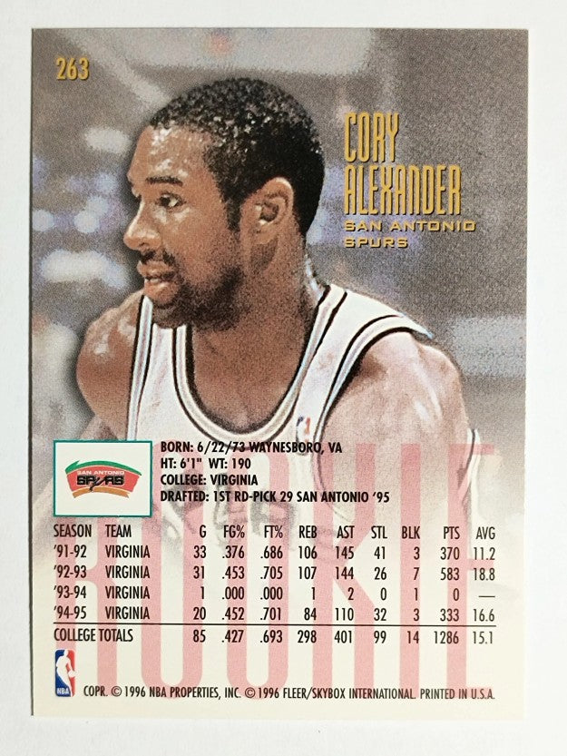 1995-96 Ultra #263 Cory Alexander RC